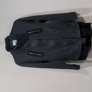 EUC Cabi Mesh Back Black Gray Knit Size M Utility Jacket Long Sleeve Love Carol